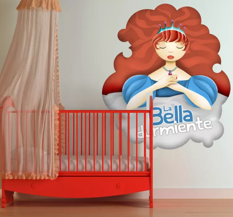 Vinilo infantil bella durmiente texto - TenVinilo