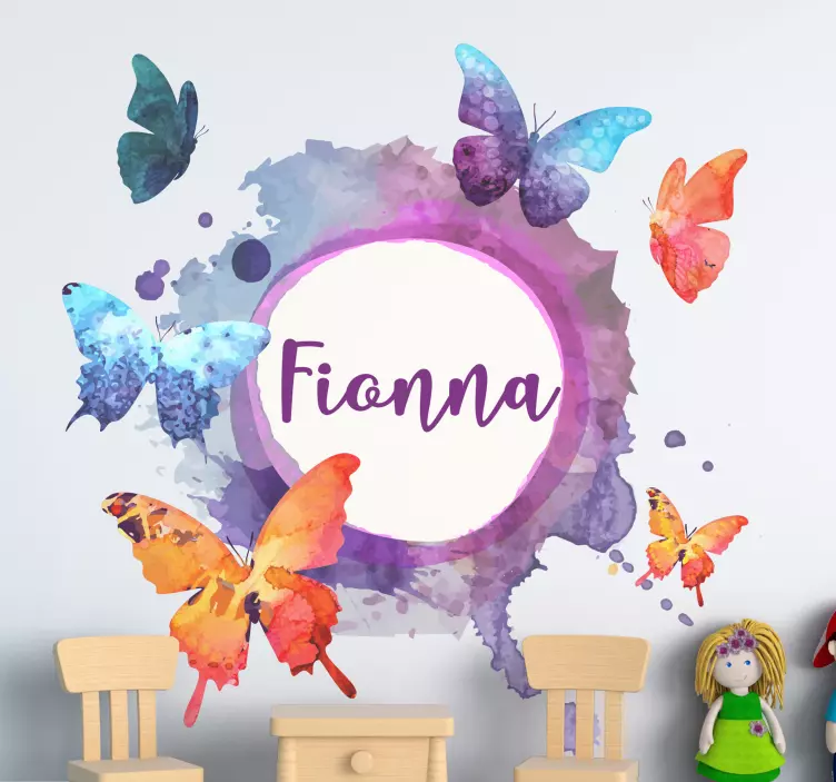 Vinilo infantil composición de mariposas vibrantes - TenVinilo