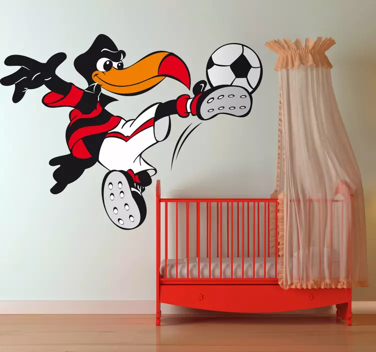 Vinilo infantil dibujo pájaro futbolista - TenVinilo