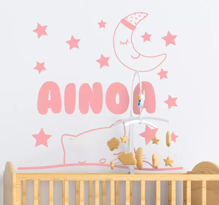 Vinilo infantil diseño de habitación de bebé personalizable - TenVinilo