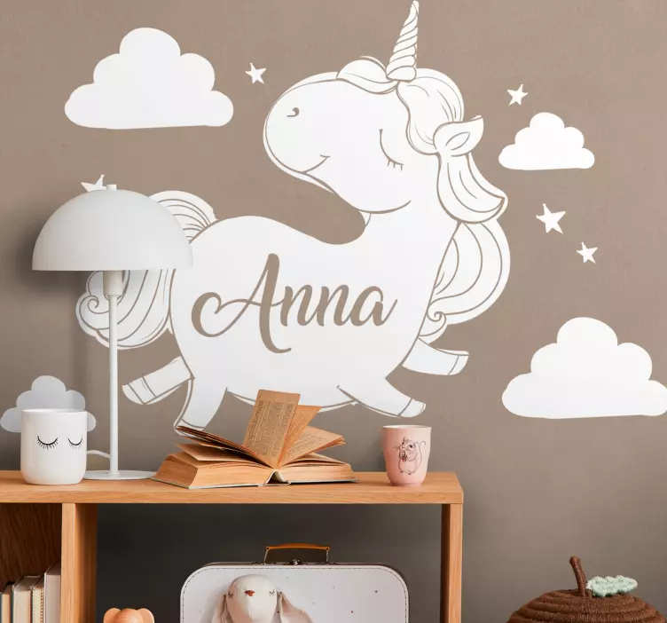 Vinilo infantil diseño de unicornio personalizado - TenVinilo
