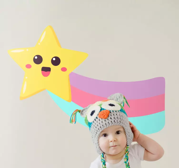 Vinilo infantil diseño estrella feliz - TenVinilo