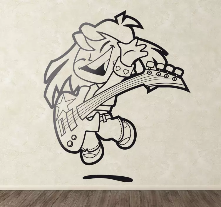 Vinilo infantil joven bajista - TenVinilo