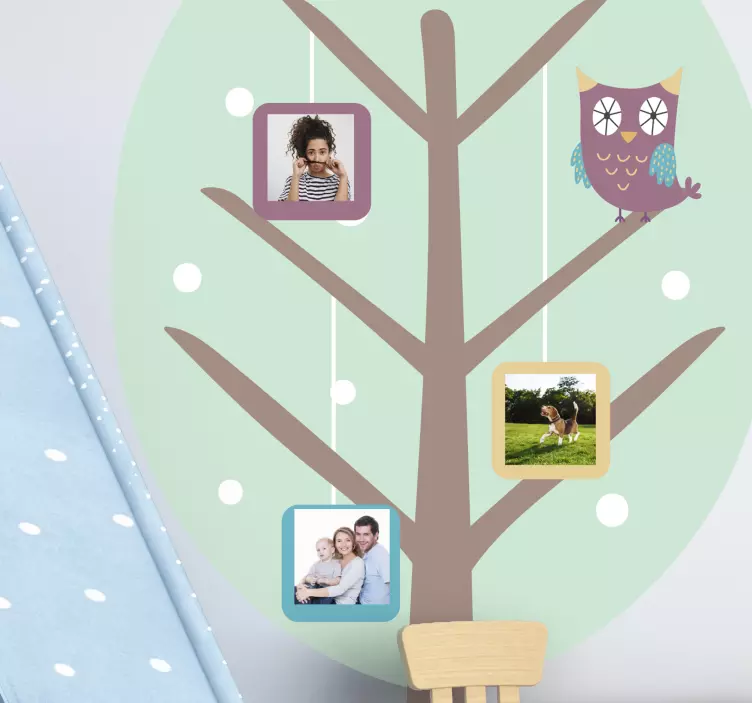 Vinilo infantil lindo árbol de búhos - TenVinilo