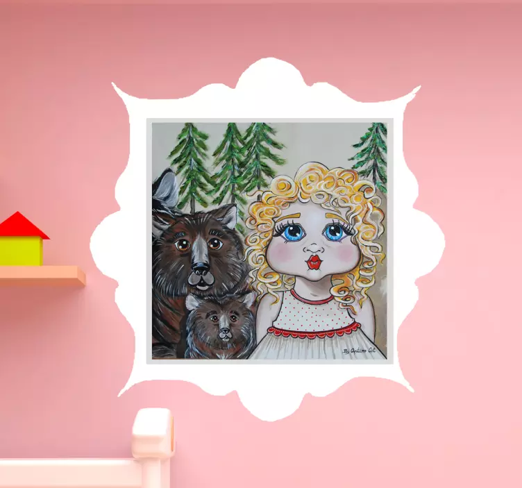 Vinilo infantil niña y osos - TenVinilo