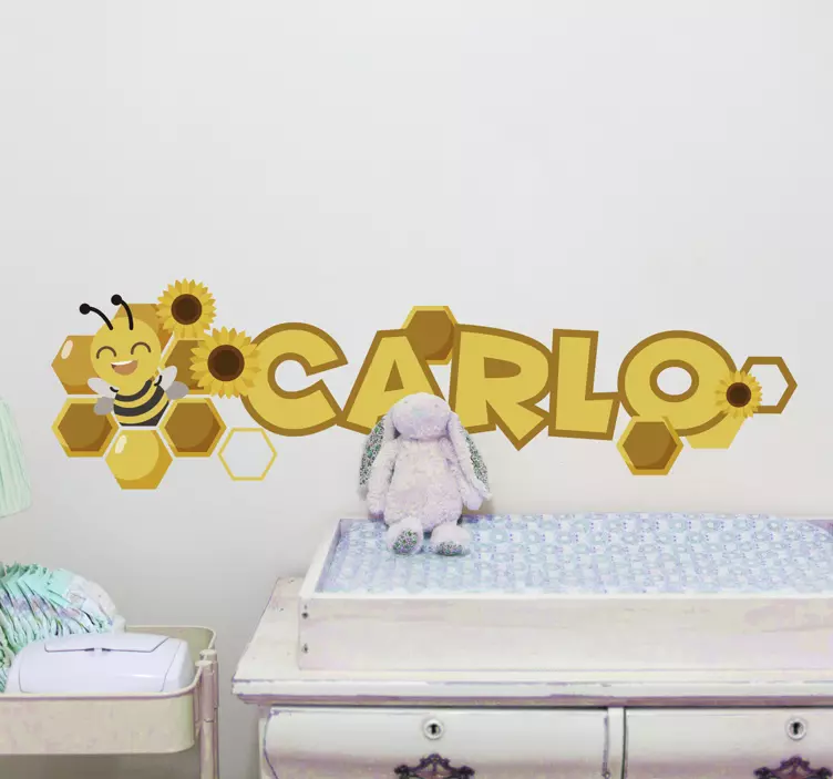 Vinilo infantil nombre personalizado con abeja - TenVinilo