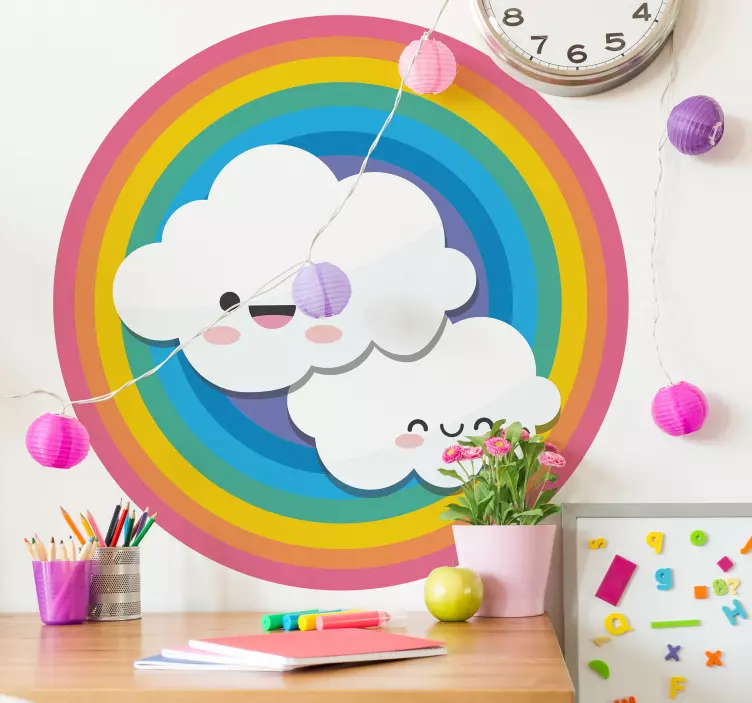 Vinilo infantil nubes felices arcoiris - TenVinilo