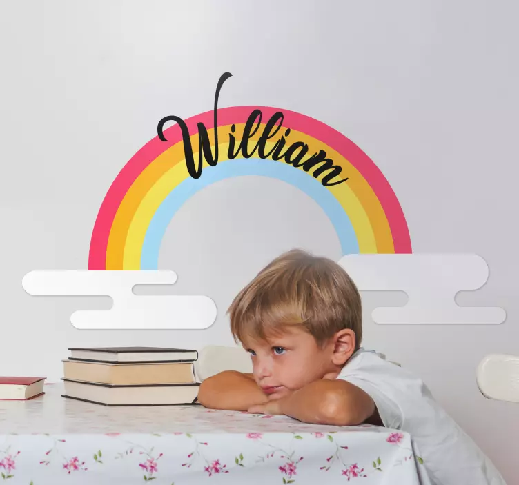 Vinilo infantil pared personalizada arcoíris - TenVinilo