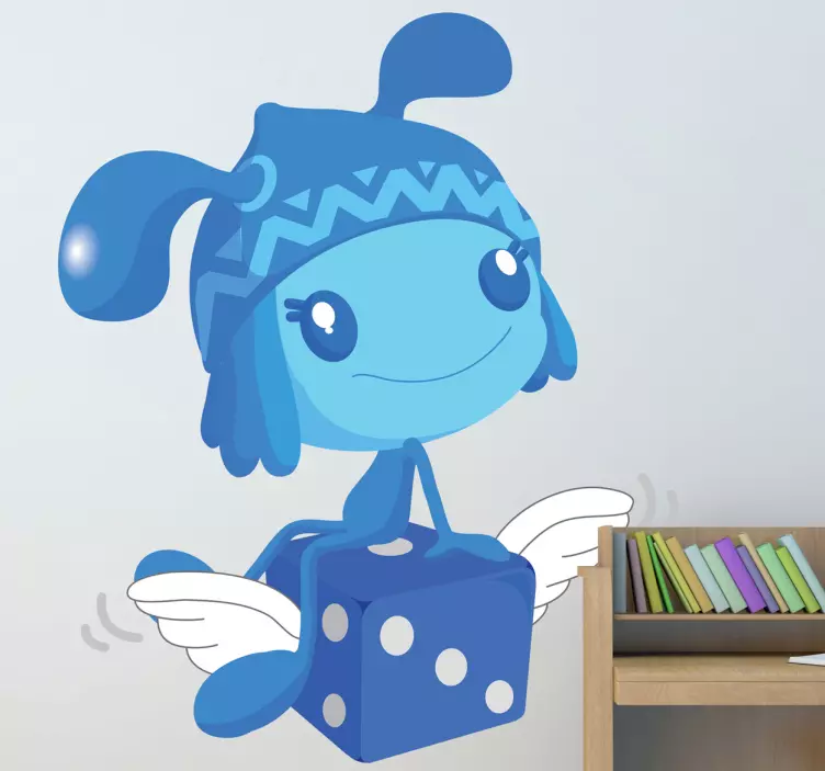 Vinilo infantil peluche personaje azul juguetón - TenVinilo