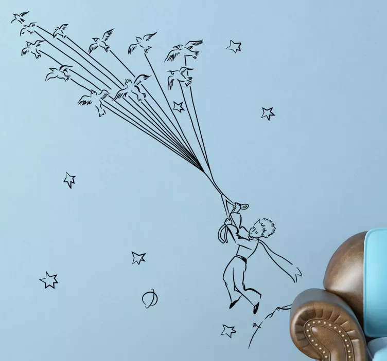 Vinilo infantil Principito con globos - TenVinilo