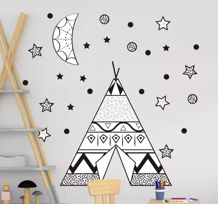 Vinilo infantil teepee con estrellas - TenVinilo