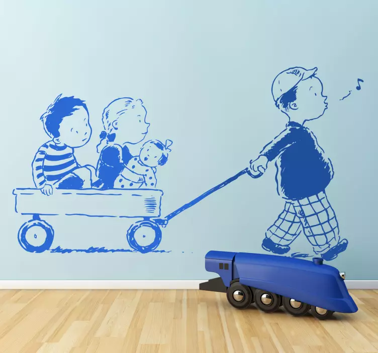 Vinilo infantil vagoneta bebés - TenVinilo