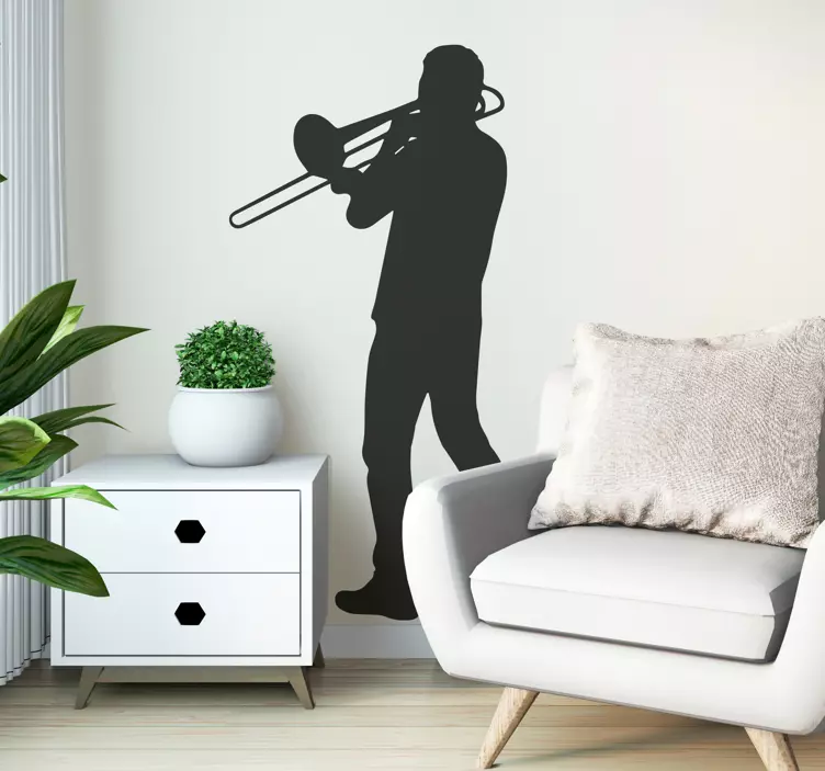 Vinilo para pared jazz Trombonista - TenVinilo