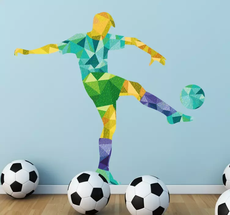 Vinilo juvenil ilustración geométrica fútbol - TenVinilo