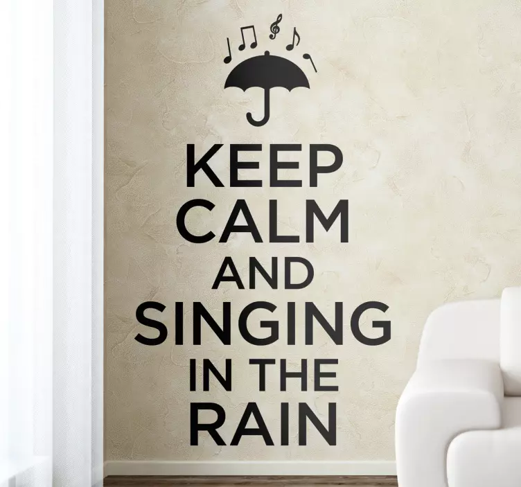 Vinilo keep calm cantando bajo la lluvia - TenVinilo