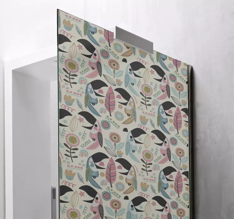 Vinilo mampara ducha patrones de pájaros caprichosos - TenVinilo