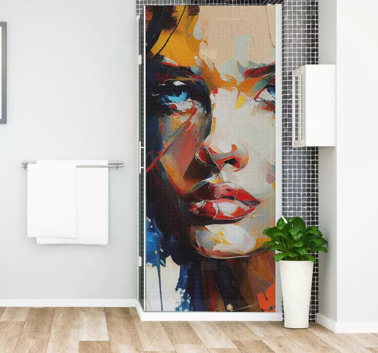 Vinilo mampara ducha cara colorida - TenVinilo