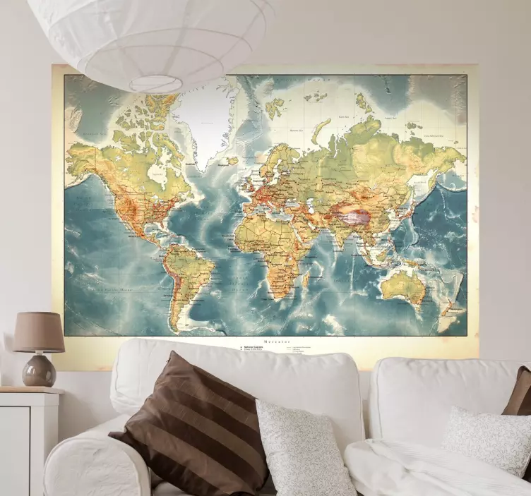 Vinilo mapa del mundo envejecido - TenVinilo