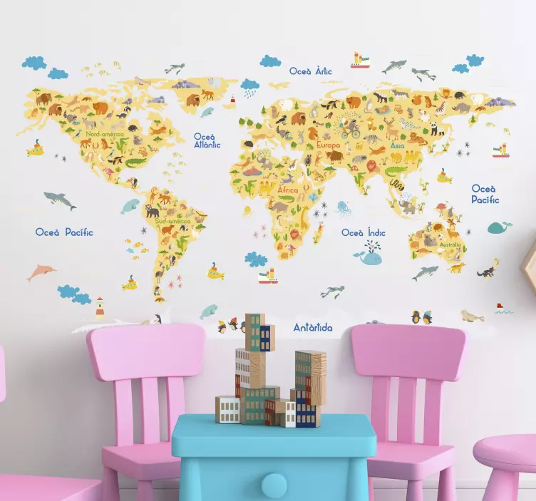 Vinilo infantil mamapundi catalán con flora y fauna - TenVinilo