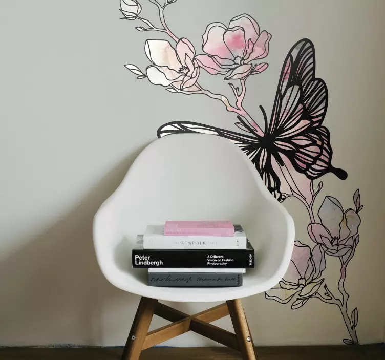Vinilo mariposa floral elegante - TenVinilo