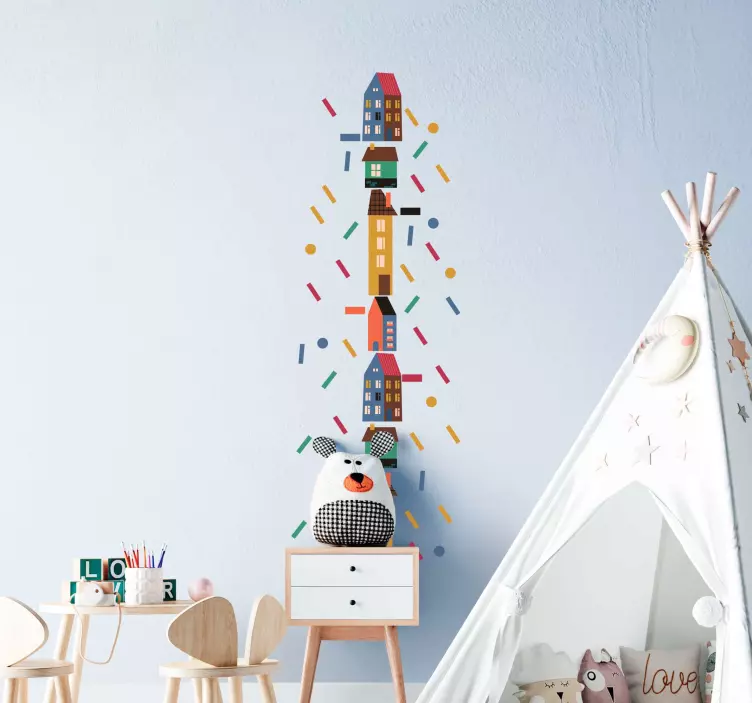 Vinilo medidor infantil Gráfico con confeti - TenVinilo