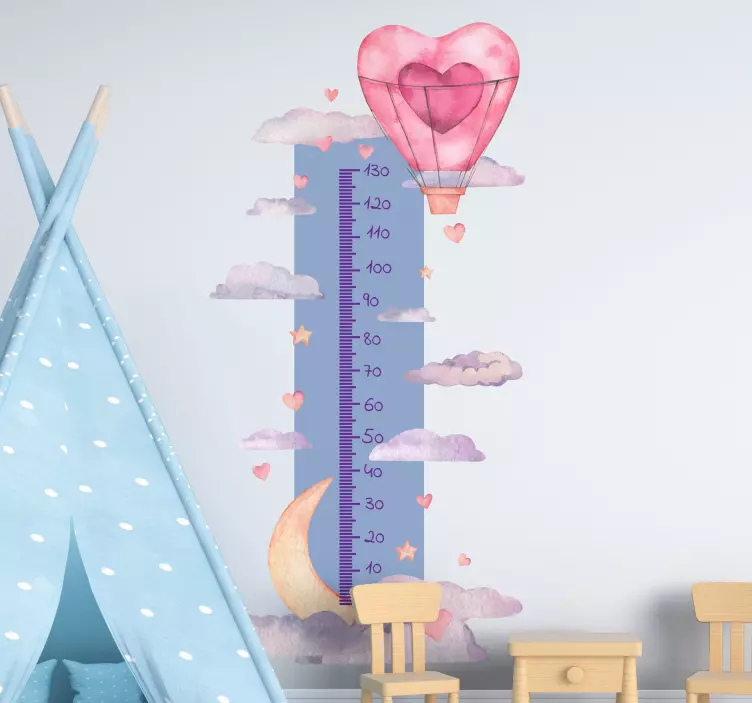 Vinilo medidor infantil globo corazón - TenVinilo