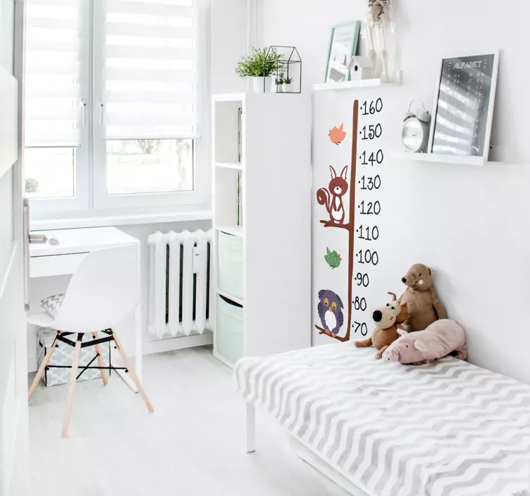 Vinilo medidor altura infantil búhos y conejos - TenVinilo
