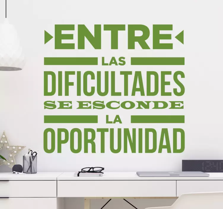 Vinilo frase motivadora dificultad y oportunidad Einstein - TenVinilo