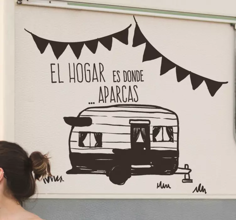 Vinilo autocaravana frase motor tu hogar es donde aparcas - TenVinilo