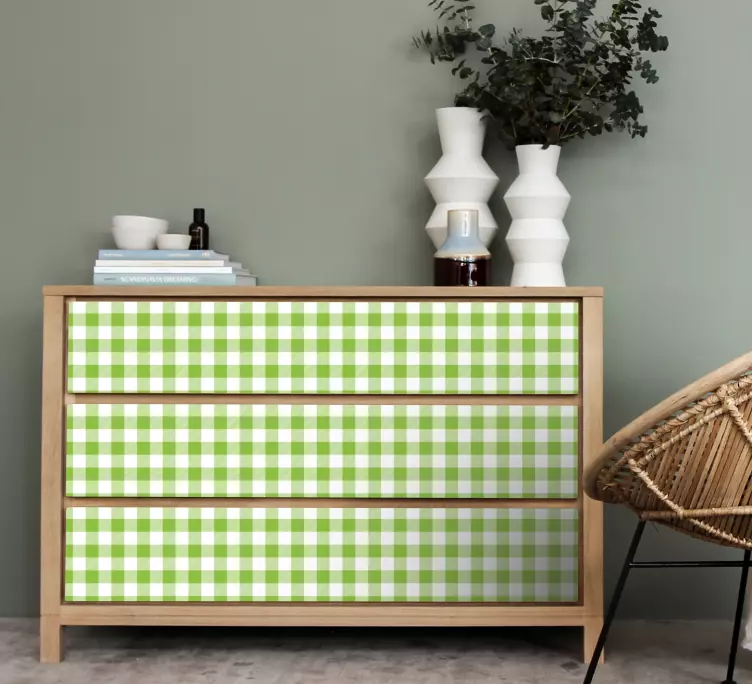 Vinilo para mueble Diseño de cuadros verdes a cuadros - TenVinilo
