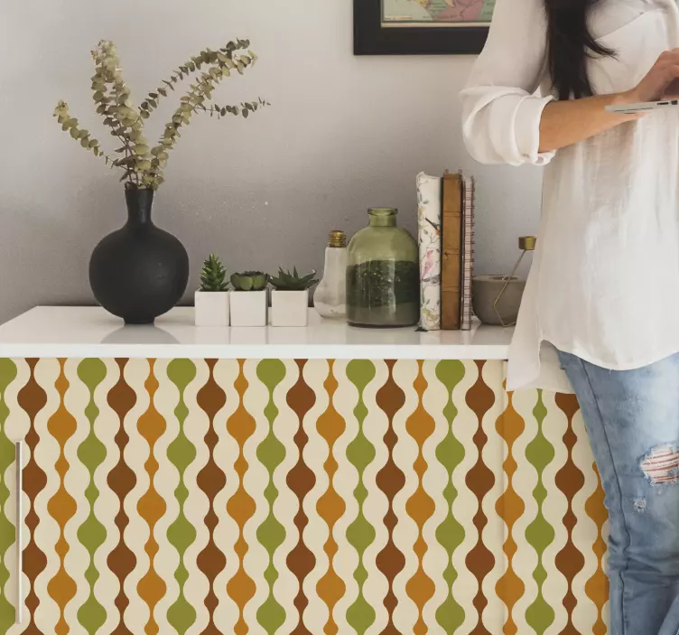 Papel adhesivo mueble figuras de rayas de los 70 - TenVinilo