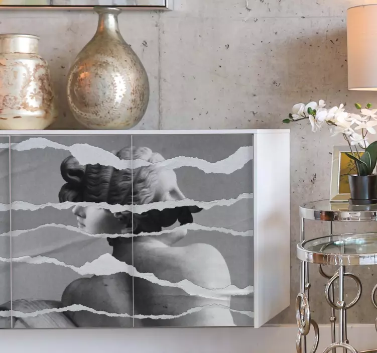 Vinilo para mueble Imagen de la estatua griega en papel rasgado - TenVinilo