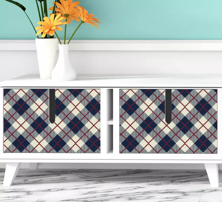 Vinilo para mueble Patrón clásico de cuadros escoceses - TenVinilo