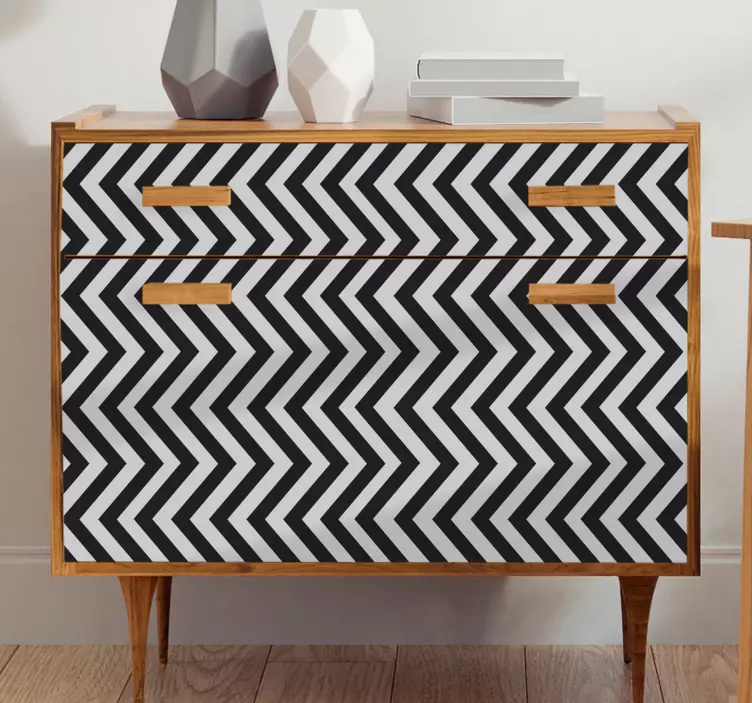 Vinilo para mueble patrón de zig zag gris y negro - TenVinilo