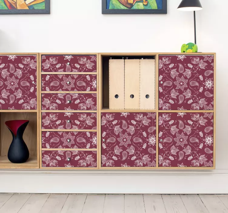 Vinilo para muebles diseño paisley de flores - TenVinilo