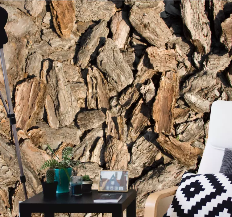 Vinilo pared salón fondo de corteza texturizada - TenVinilo