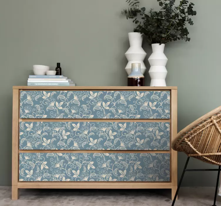 Vinilo naturaleza patrón de motivos florales - TenVinilo