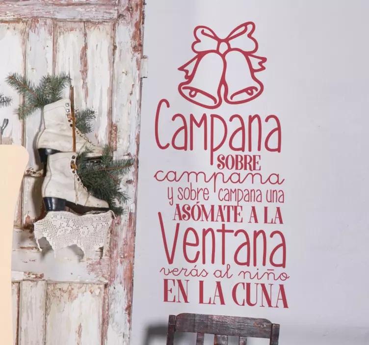 Vinilo frase villancico navidad campana sobre campana - TenVinilo
