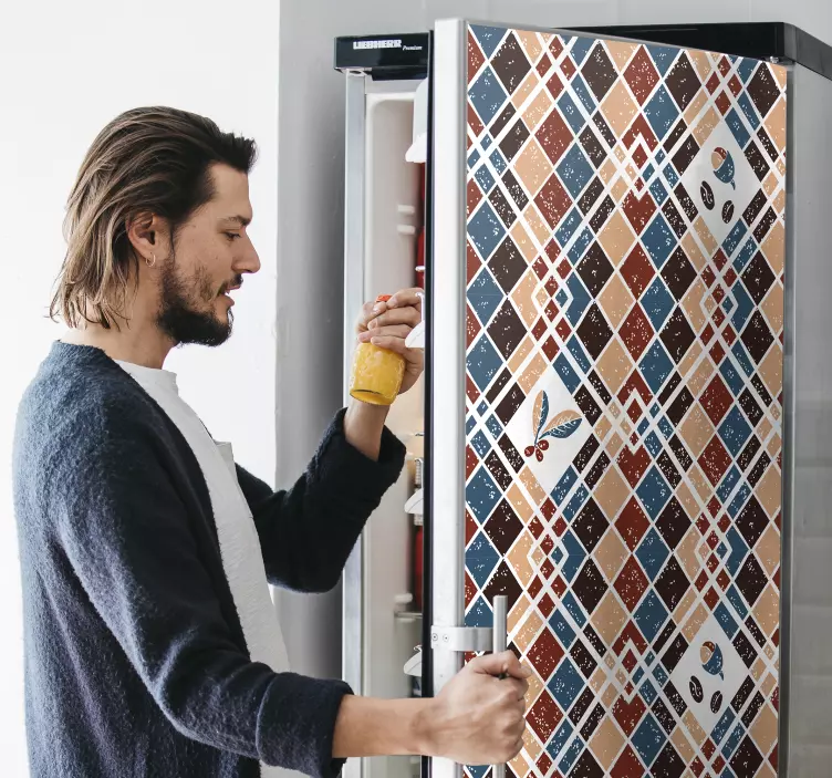 Vinilo para nevera patrón color café  - TenVinilo