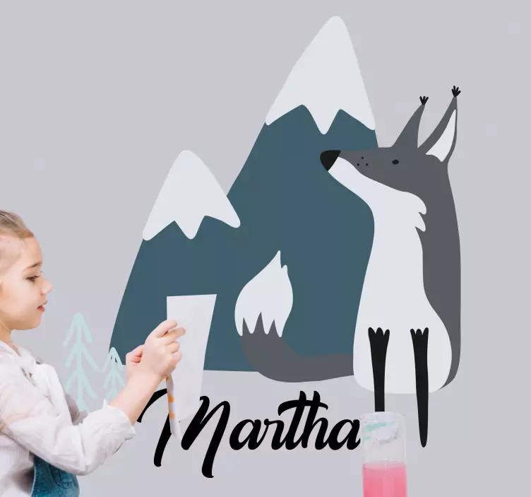 Vinilo con nombre de lobo y montañas - TenVinilo