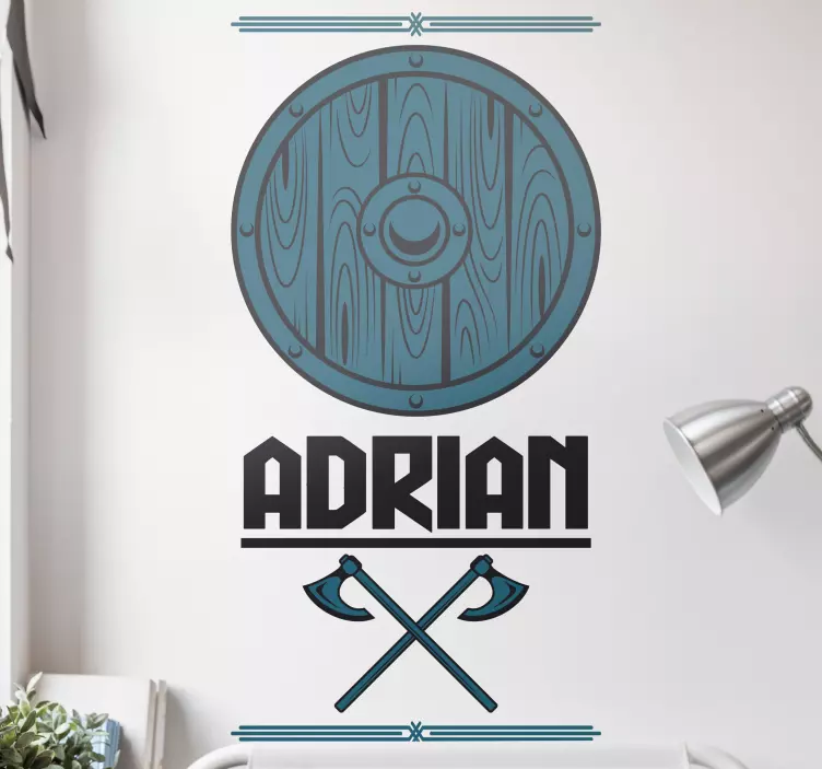 Vinilo con nombre escudo vikingo nórdico  - TenVinilo