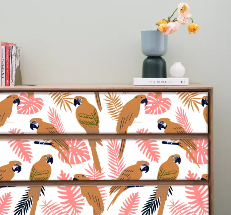 Vinilo para mueble motivo de loros tropicales - TenVinilo