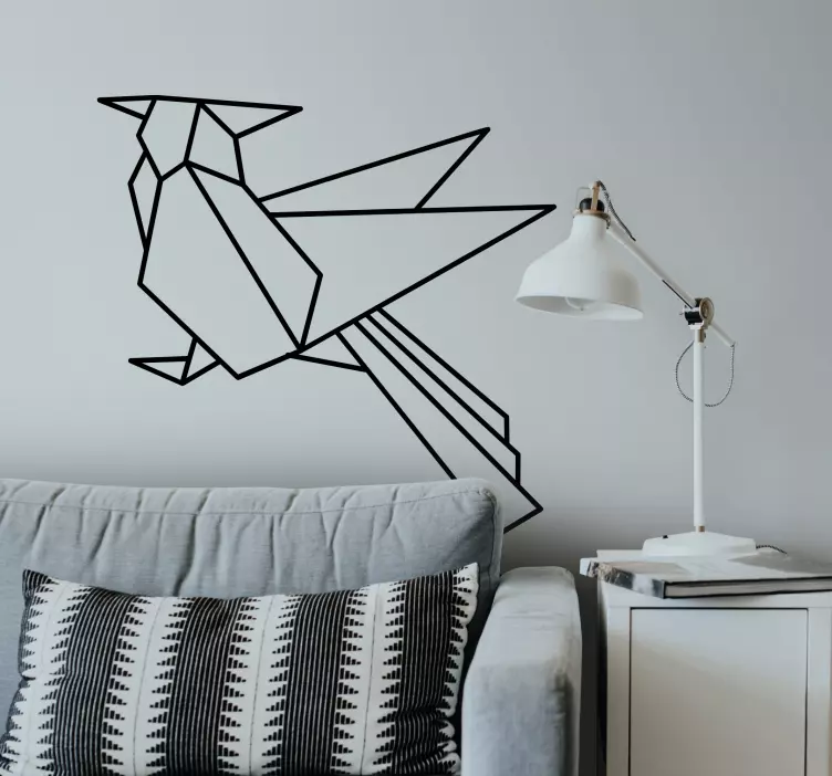 Vinilo pájaro picatroncos poligonal monocolor - TenVinilo