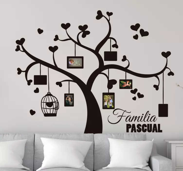 Pegatina para pared árbol familiar personalizable - TenVinilo
