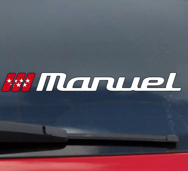 Pegatina para coche Bandera de madrid y nombre personalizado - TenVinilo