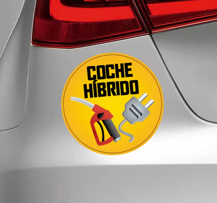 Pegatina para coche híbrido con iconos - TenVinilo