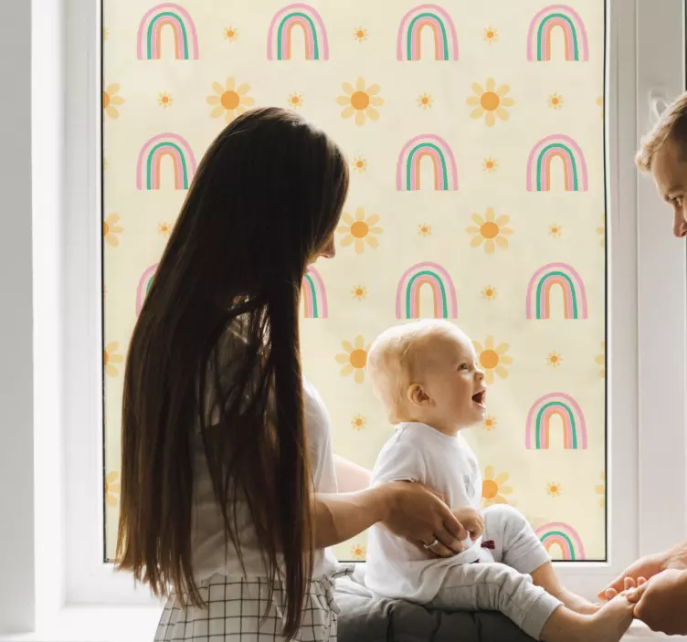 Vinilo para cristales Flores y arco iris - TenVinilo