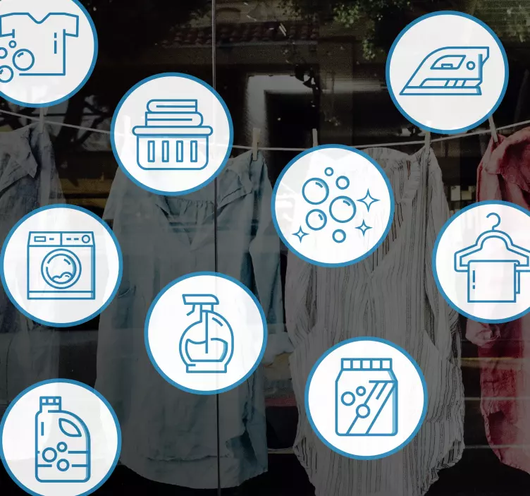 Vinilo escaparate Productos de lavandería - TenVinilo