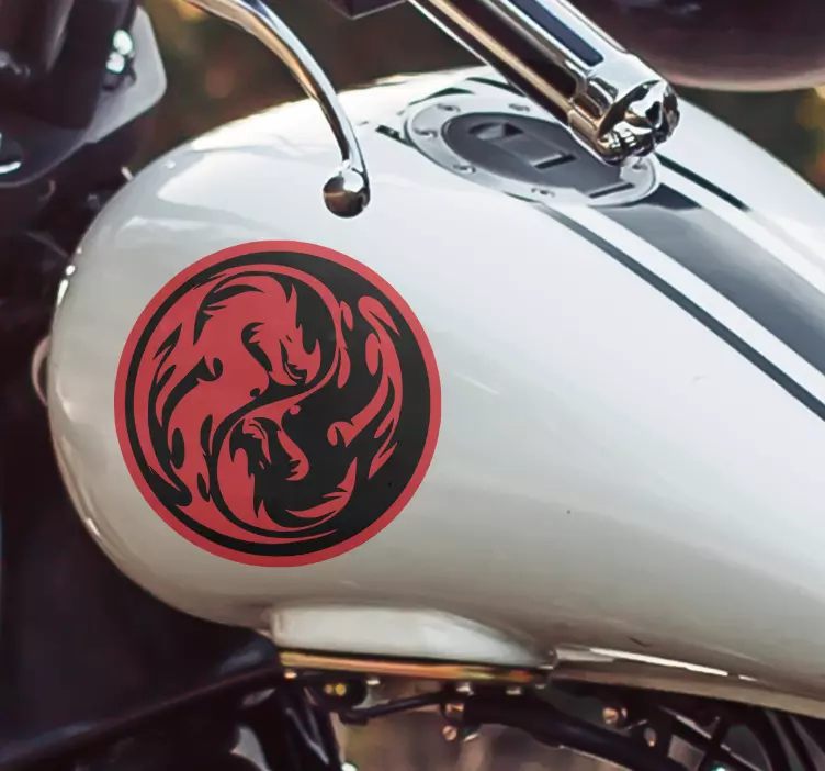 Pegatina para moto Dragón negro y rojo yin yang - TenVinilo