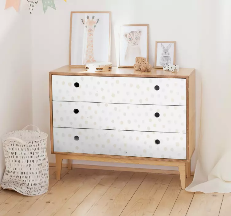 Vinilo para mueble blanco de topos - TenVinilo